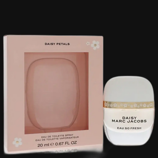 Women's eau de toilette spray set with pink box and white-capped glass bottle