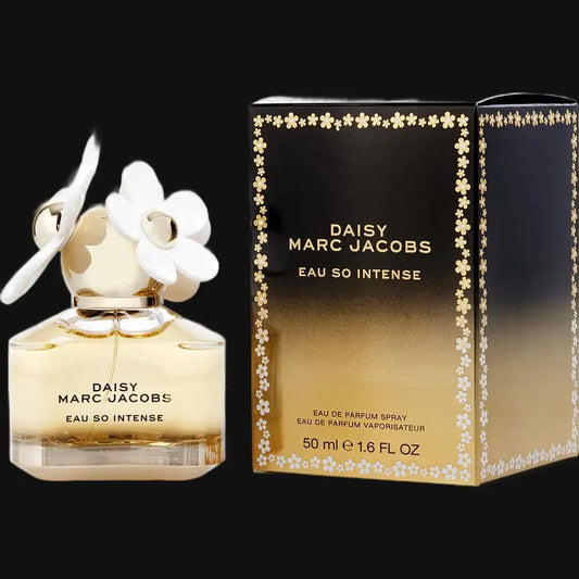Eau de parfum spray bottle with gold cap and Marc Jacobs gift box