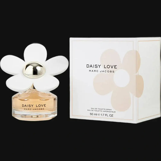 Women’s perfume bottle with flower-shaped cap, clear glass, 50 ml.