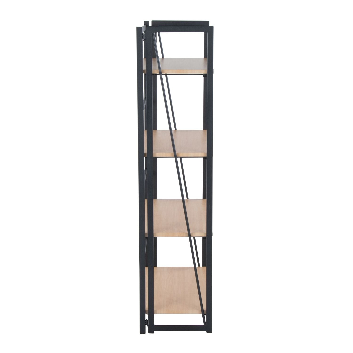 Dakota Contemporary Bookcase in Black Painted Metal and Natural Wood by - Renee Lane Company