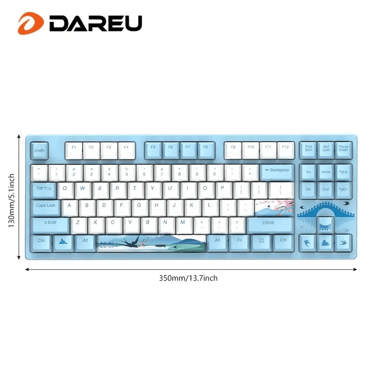 Dareu A87 Spring Swallow Theme 87 Keys Compact Layout Mechanical Gaming Keyboard;  Cherry MX Switch;  PBT Keycaps - Renee Lane Company