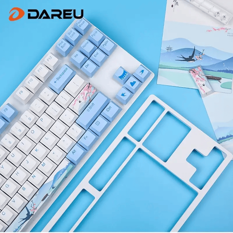 Dareu A87 Spring Swallow Theme 87 Keys Compact Layout Mechanical Gaming Keyboard;  Cherry MX Switch;  PBT Keycaps - Renee Lane Company