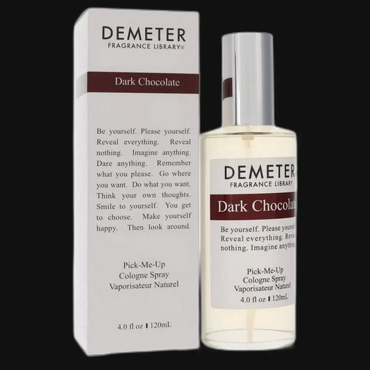 Demeter Dark Chocolate perfume bottle with silver cap and matching box, 4.0 oz 120 mL