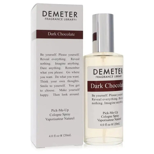 Demeter Dark Chocolate cologne spray with silver cap and white box, 4.0 oz 120 mL