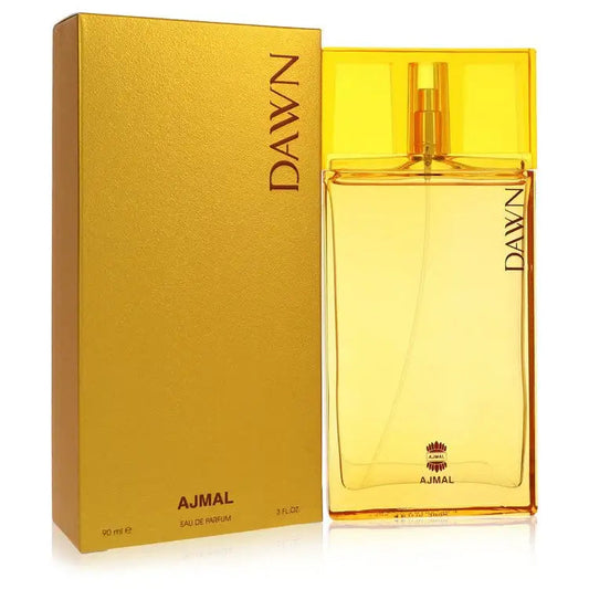 Ajmal Dawn women’s eau de parfum box with upright clear spray bottle