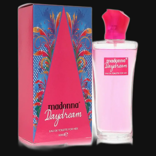 Madonna Daydream perfume for women: pink bottle with magenta cap and matching box