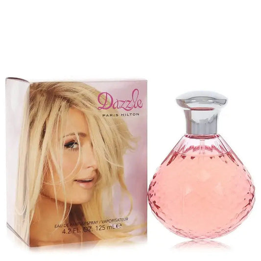 Dazzle by Paris Hilton women’s perfume bottle and box, pink glass with white cap