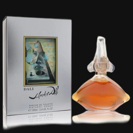 Women's perfume gift set with amber glass bottle and box, Salvador Dali