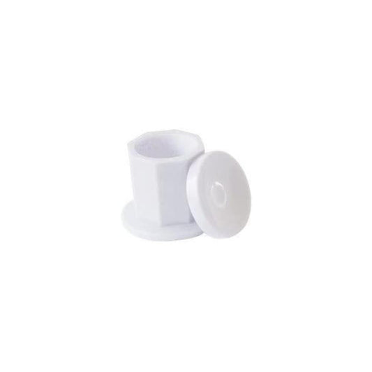White plastic dappen dish with round lid