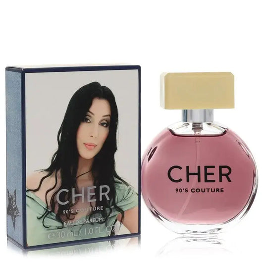 Cher 90’s Couture women’s perfume bottle with pink glass, silver cap, in box