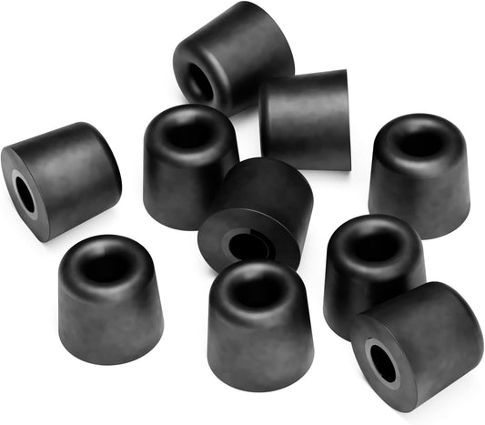 Set of black earplug earphone replacement tips with flanged openings, 5 pack