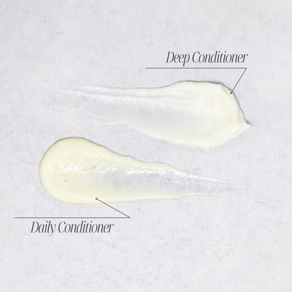 Cream conditioner swatches, glossy pale off-white
