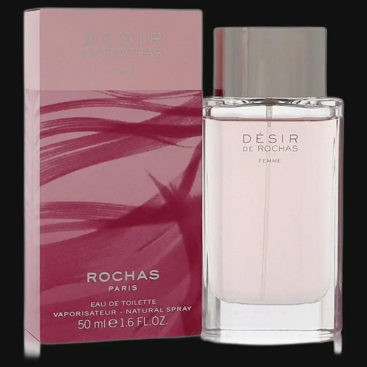 Desir de Rochas women’s Eau de Toilette spray, clear glass bottle with pink box, 50 ml