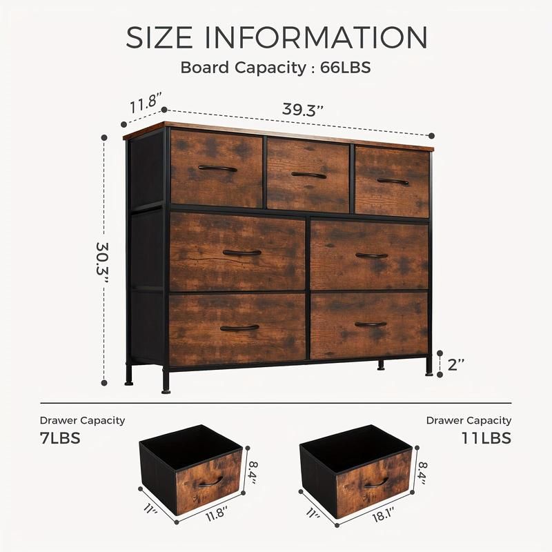 Desser For Bedroom With 7 Fabric Drawers Organizer Storage Closet Chest Clothes For Living Room Display Cabinet Of Furniture - Renee Lane Company