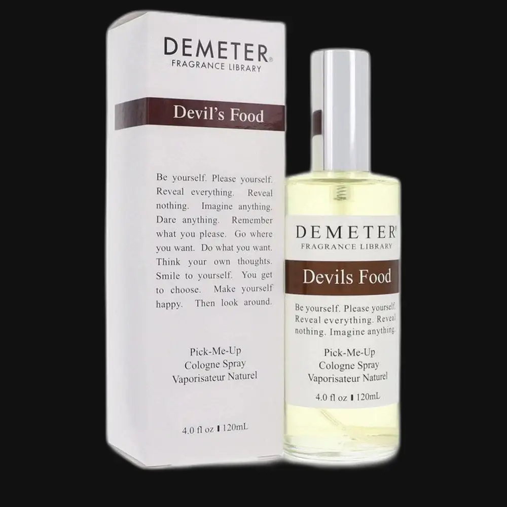 Demeter Devil's Food perfume bottle with spray top and matching box, 4 oz