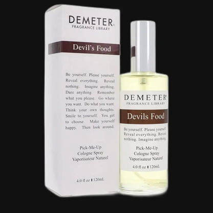 Demeter Devil's Food perfume bottle with spray top and matching box, 4 oz
