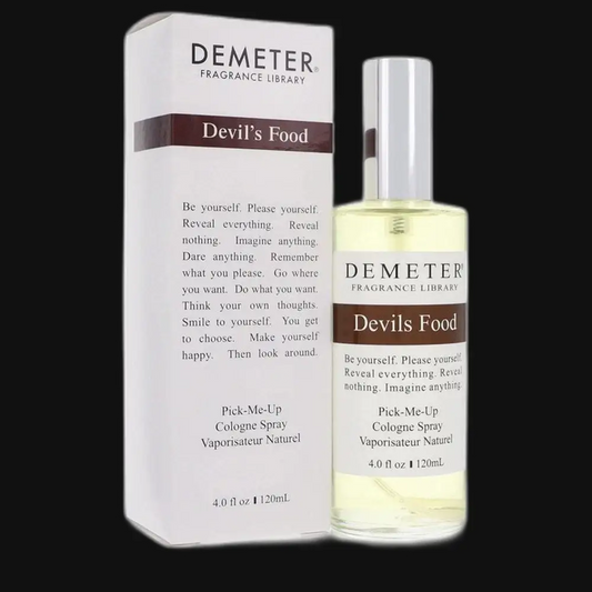 Demeter Devil's Food perfume bottle with spray top and matching box, 4 oz