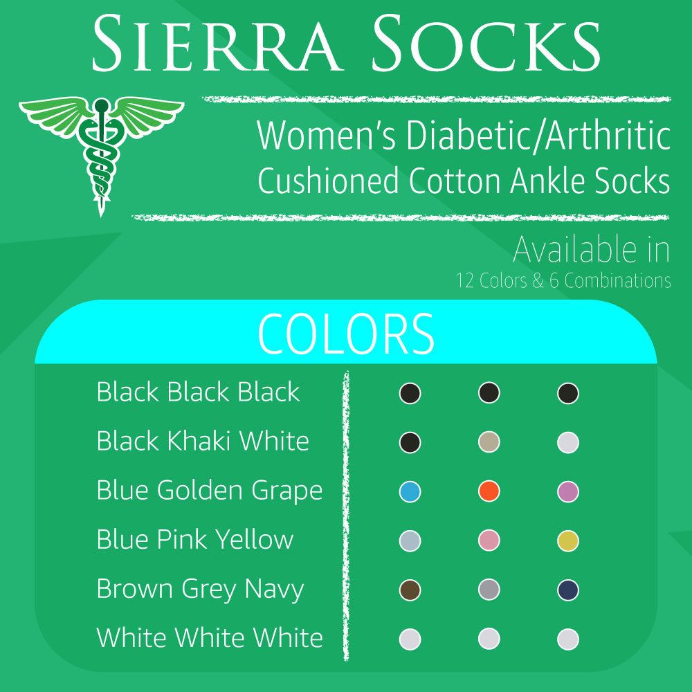 Diabetic/Arthritic Cushioned Cotton Ankle Socks 3 Pack Women Socks - Renee Lane Company