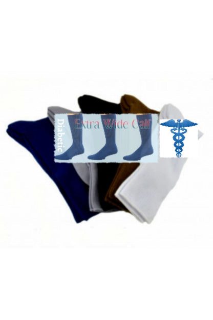 Diabetic Wide-Calf Combed Cotton Men's Socks 2-Pair Pack - Renee Lane Company