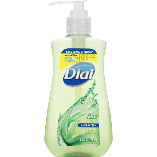 Dial antibacterial hand soap pump bottle with aloe scent, green gel, 7.5 oz