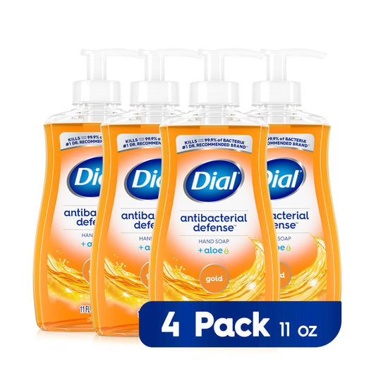 Pack of 4 Dial antibacterial liquid hand soap, gold aloe formula, 11 fl oz, 4 pumps