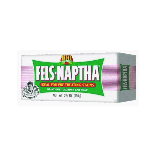 Laundry bar soap box showing green Fels-Naptha pre-treating stains label