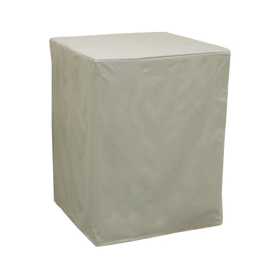 Evaporative cooler cover, light beige rectangular cover with flat top and smooth sides