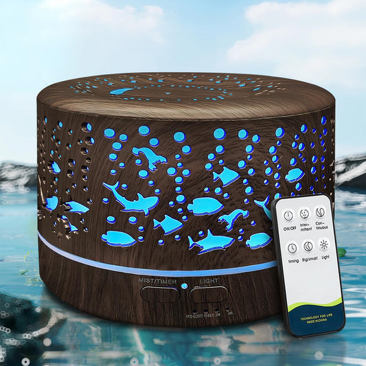 Diffusers for Essential Oils Large Room with R/C600ml Essential Oil Diffusers for HomeWaterless Auto Off 7 Colors Changed 3 Mist ModesCool Mist Humidifiers for House Bedroom DecorGiftsDark Wood - Renee Lane Company