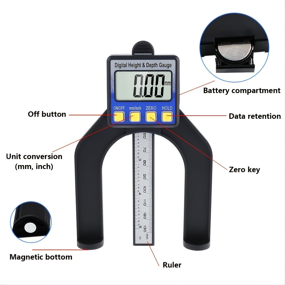 Digital Angle Finder Ruler 80mm Digital Height Depth Gauge Magnetic Smart Measuring Tool Set - Renee Lane Company