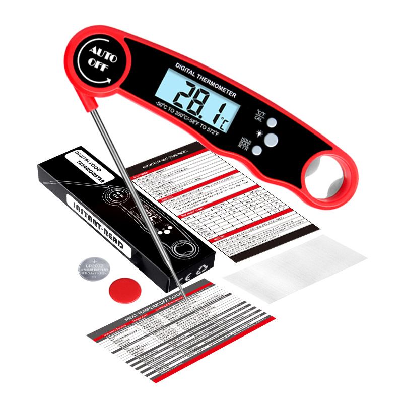 Digital Meat Thermometer with Probe - Waterproof;  Kitchen Instant Read Food Thermometer for Cooking;  Baking;  Liquids;  Candy;  Grilling BBQ & Air Fryer - Renee Lane Company