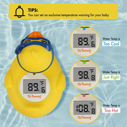 Digital Water Thermometer and Room Thermometer for Baby Bath Tub and Pool - Includes Duck Floating Toy with Temperature Warning - Perfect Gift for Newborns and Toddlers - Renee Lane Company