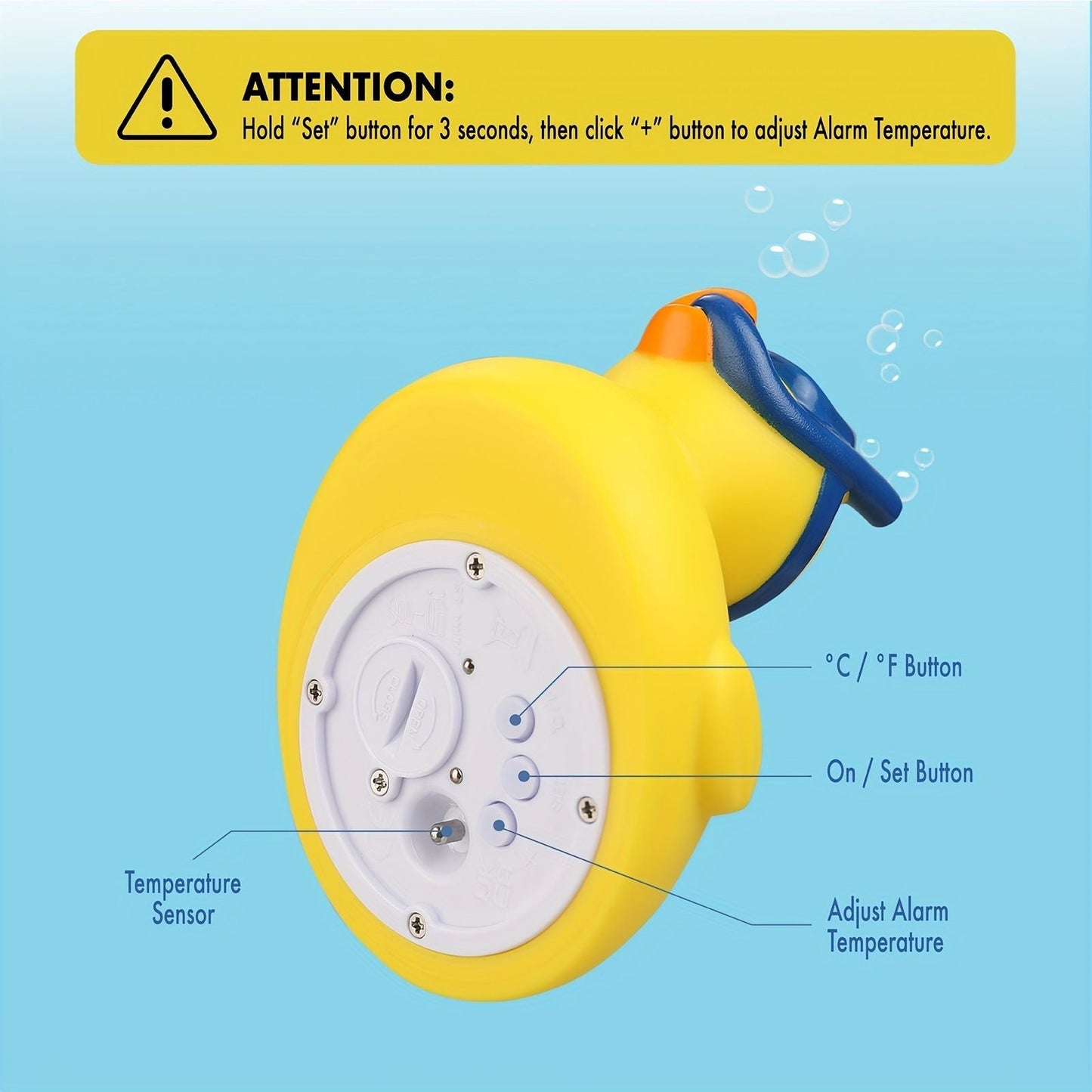 Digital Water Thermometer and Room Thermometer for Baby Bath Tub and Pool - Includes Duck Floating Toy with Temperature Warning - Perfect Gift for Newborns and Toddlers - Renee Lane Company
