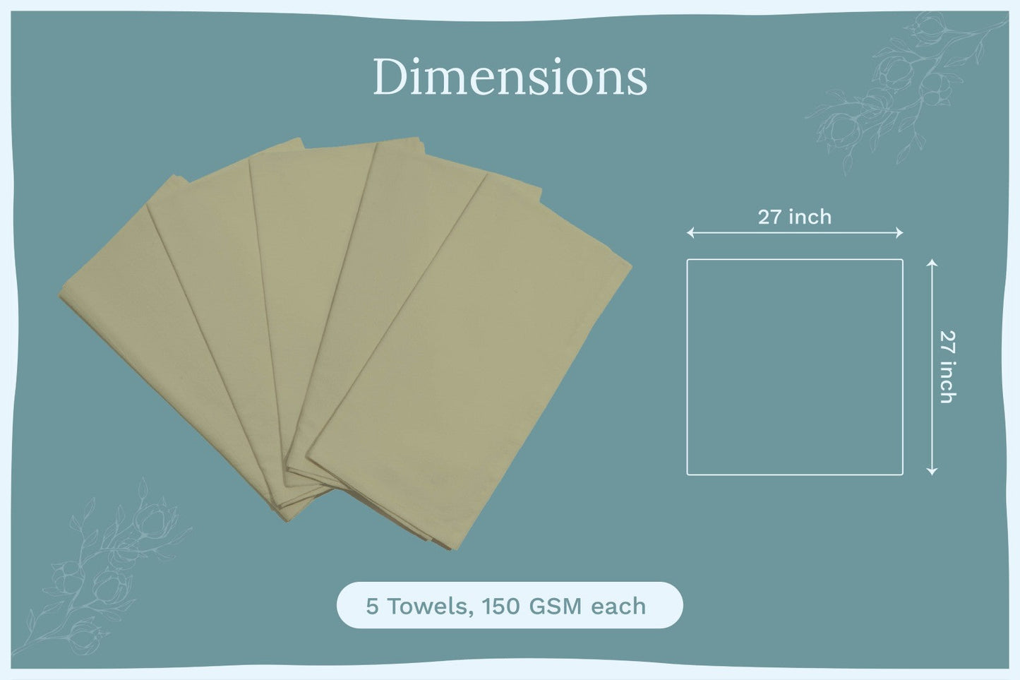 Sage green flour sack kitchen towels, folded set of five