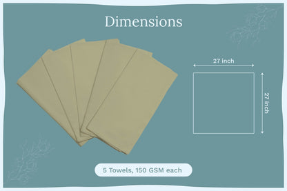 Sage green flour sack kitchen towels, folded set of five