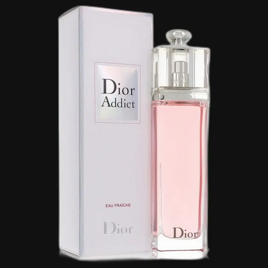 Women's Eau Fraîche perfume bottle with silver cap and pink liquid, with white logo box
