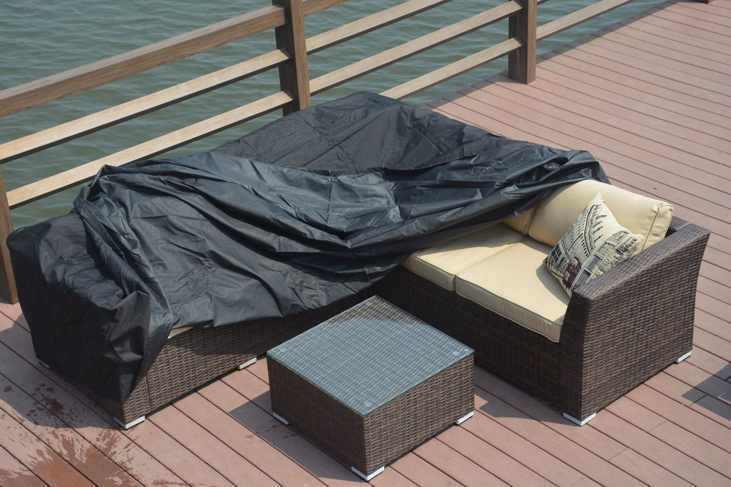 Direct Wicker 106x106in Durable and Water Resistant Outdoor Furniture Cover with Buckles Fits - Renee Lane Company
