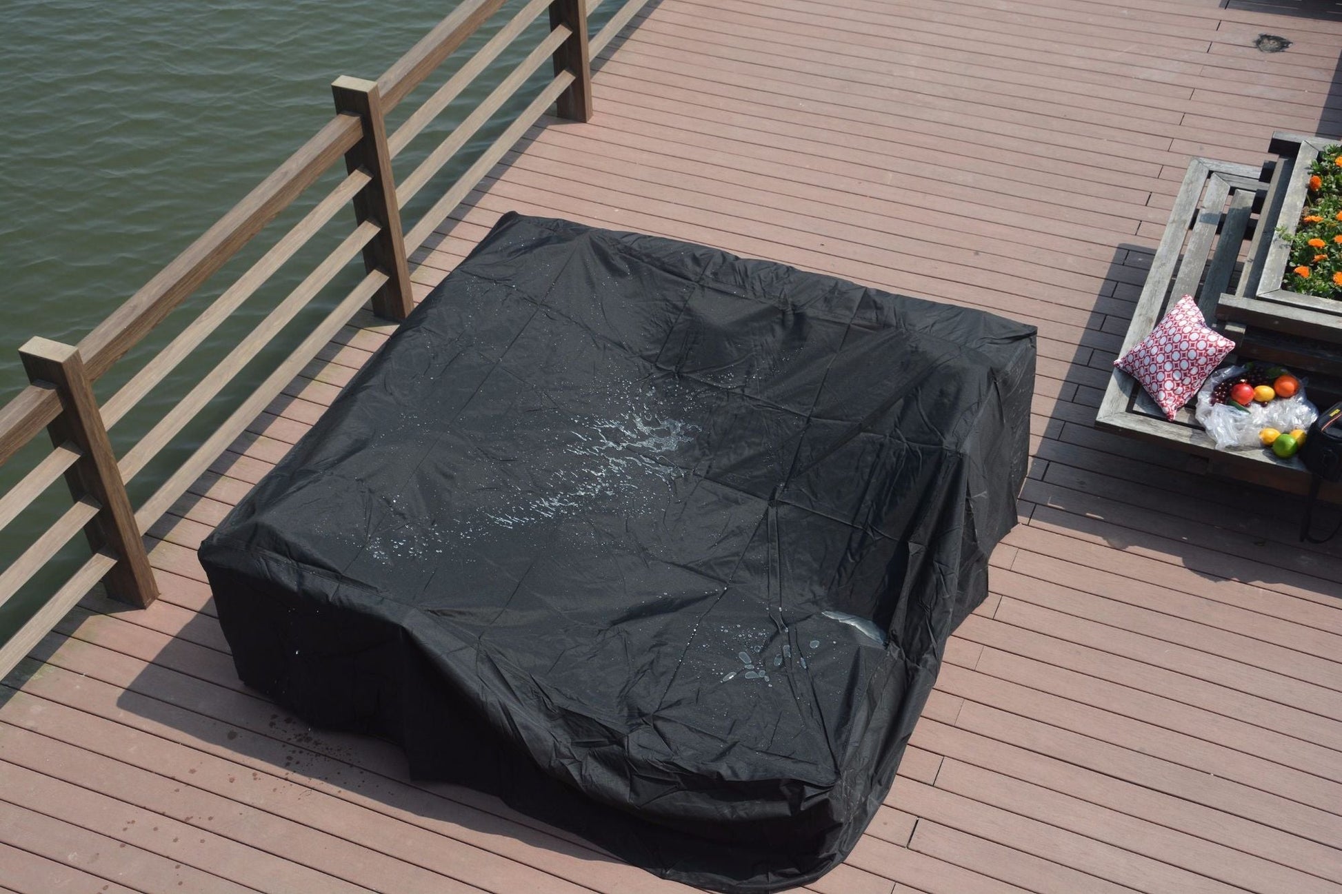 Direct Wicker 106x106in Durable and Water Resistant Outdoor Furniture Cover with Buckles Fits - Renee Lane Company