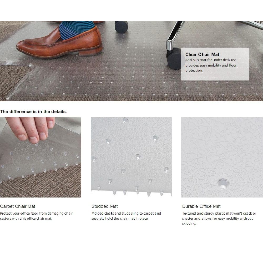 Direct Wicker Office Carpet Chair Mat, 36" x 48" Carpet Protector Mat with Lip - Renee Lane Company
