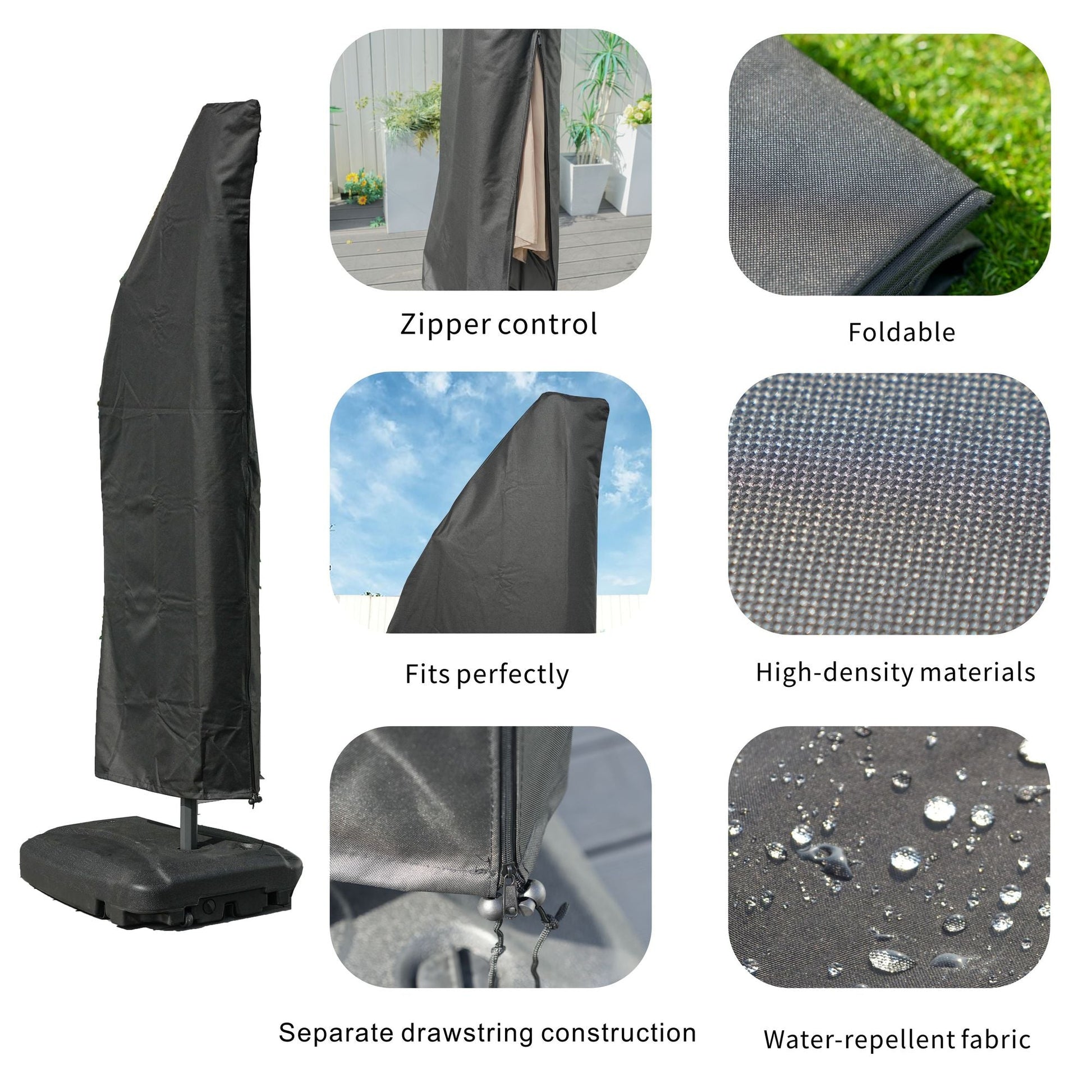 Direct Wicker Outdoor Patio Cantilever Umbrella Zipper Cover - Renee Lane Company