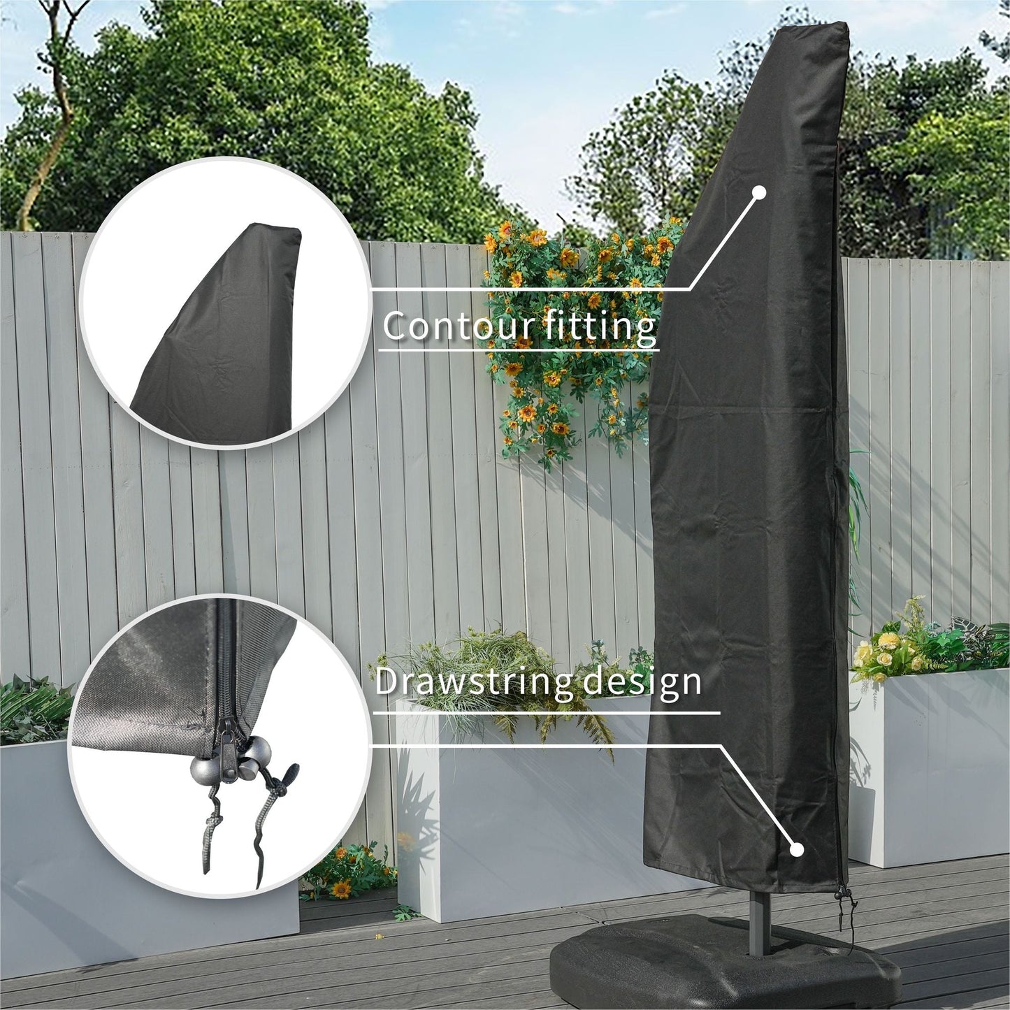 Direct Wicker Outdoor Patio Cantilever Umbrella Zipper Cover - Renee Lane Company