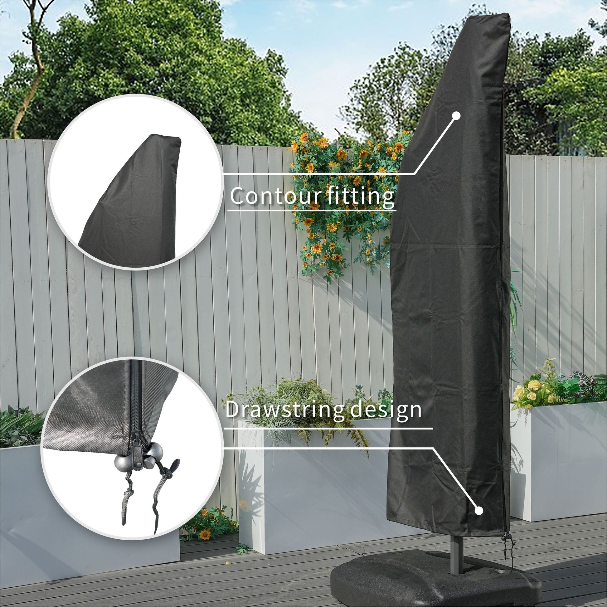 Direct Wicker Outdoor Patio Cantilever Umbrella Zipper Cover - Renee Lane Company