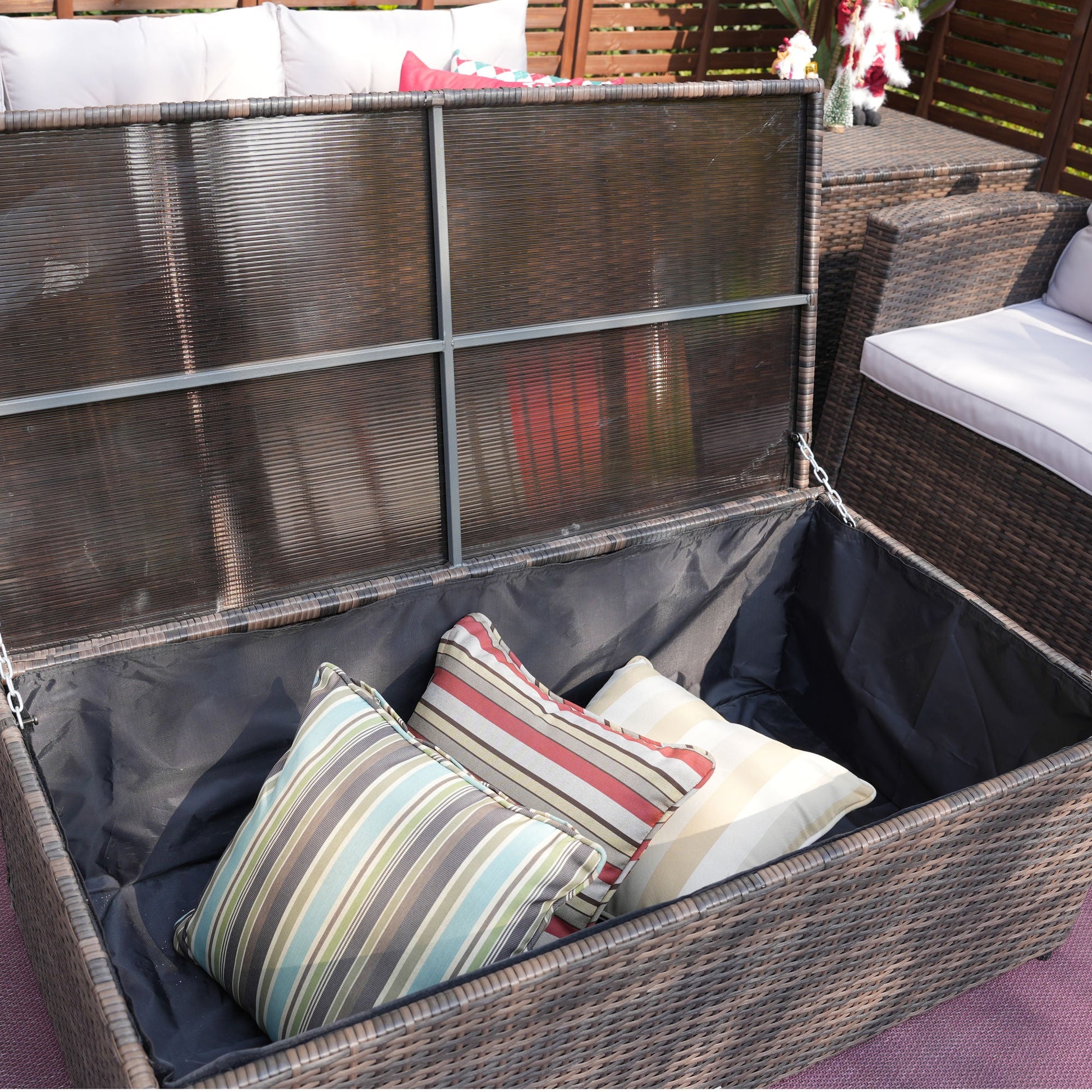 Direct Wicker Outdoor Patio Conversation Set with Storage Box with Cushion - Renee Lane Company