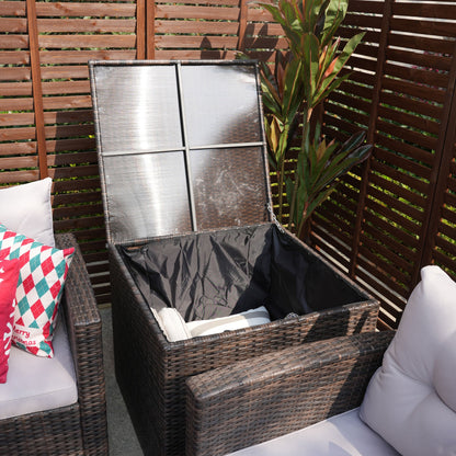 Direct Wicker Outdoor Patio Conversation Set with Storage Box with Cushion - Renee Lane Company