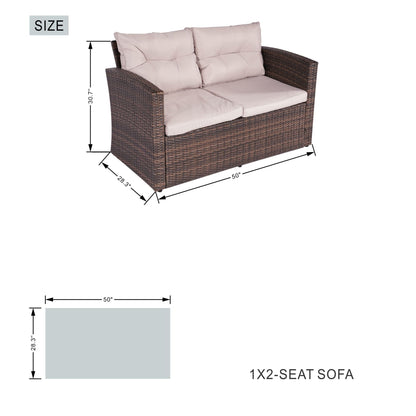 Direct Wicker Outdoor Patio Conversation Set with Storage Box with Cushion - Renee Lane Company