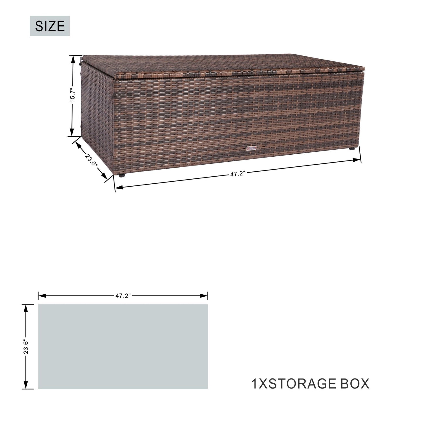 Direct Wicker Outdoor Patio Conversation Set with Storage Box with Cushion - Renee Lane Company