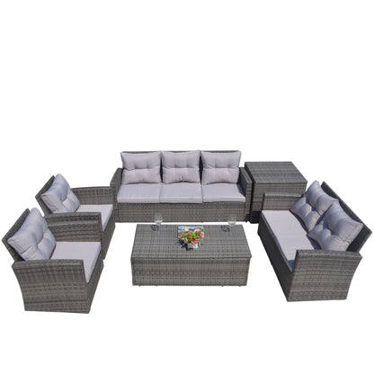 Direct Wicker Outdoor Patio Conversation Set with Storage Box with Cushion - Renee Lane Company