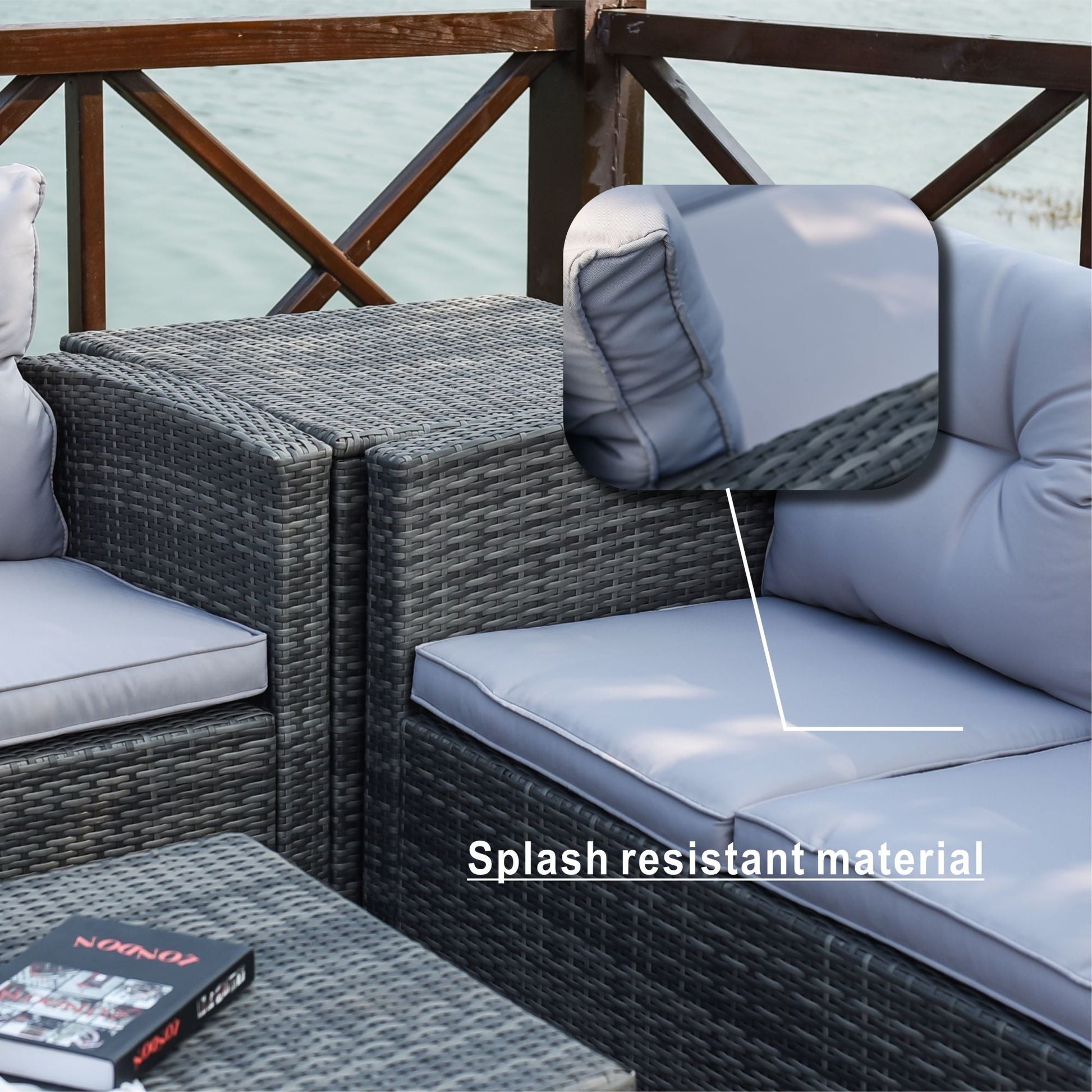 Direct Wicker Outdoor Patio Conversation Set with Storage Box with Cushion - Renee Lane Company