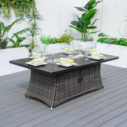 Direct Wicker PE Rattan and Aluminium Patio Dining Fire Pit Table (Table Only) - Renee Lane Company