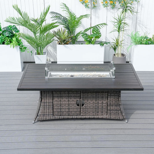 Direct Wicker PE Rattan and Aluminium Patio Dining Fire Pit Table (Table Only) - Renee Lane Company