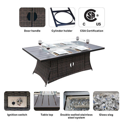 Direct Wicker PE Rattan and Aluminium Patio Dining Fire Pit Table (Table Only) - Renee Lane Company